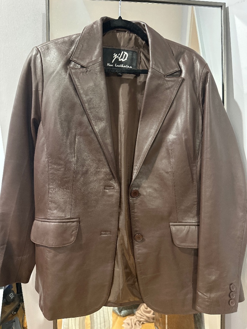Brown leather blazer size XL